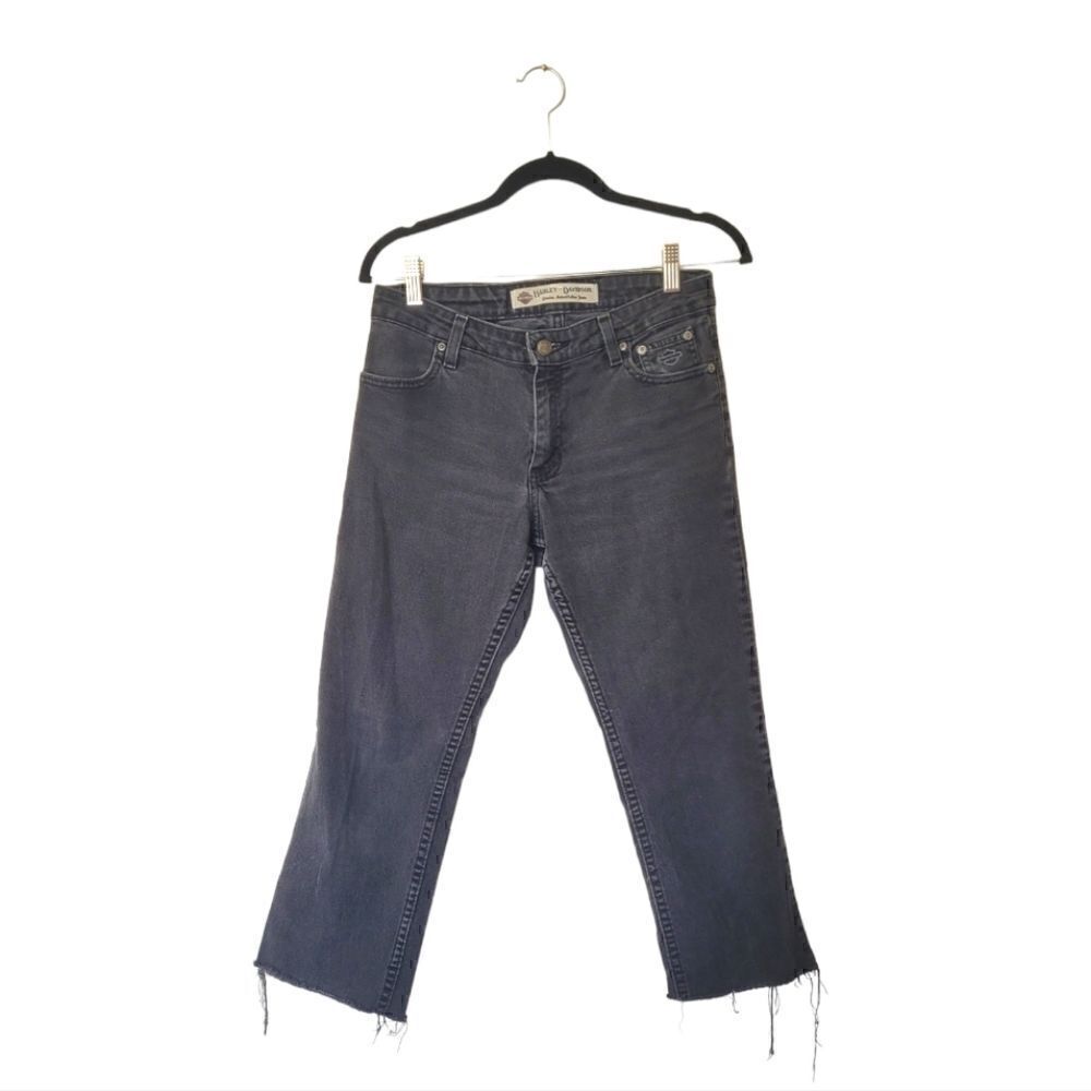 Harley Davidson Black Ridgid Denim Crop Jeans